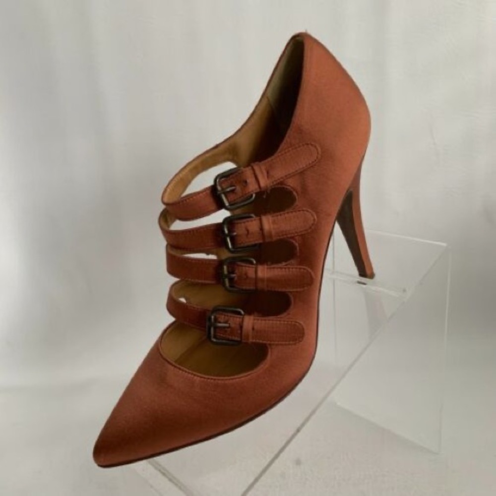 J.Crew Women’s Adrianna Stilettos Rust Satin Heel w/ Straps Size 7.5 Gently Used